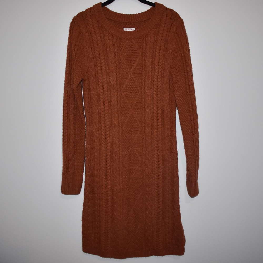 Merona Cognac Brown Knit Dress